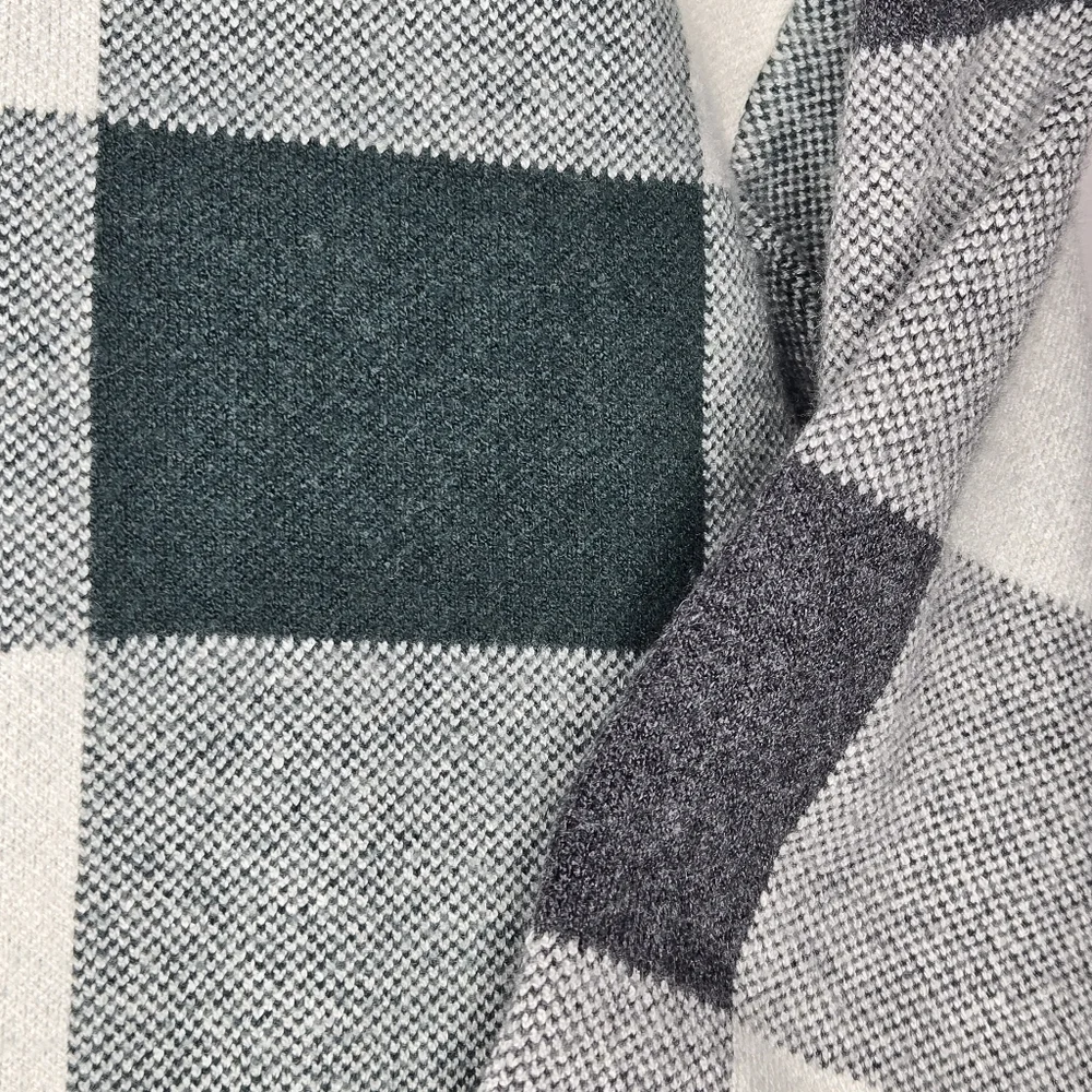 Tahari Mock Turtle Neck Muted Green Black and Gray Checkered Sweater Size XS - Picture 4 of 8
